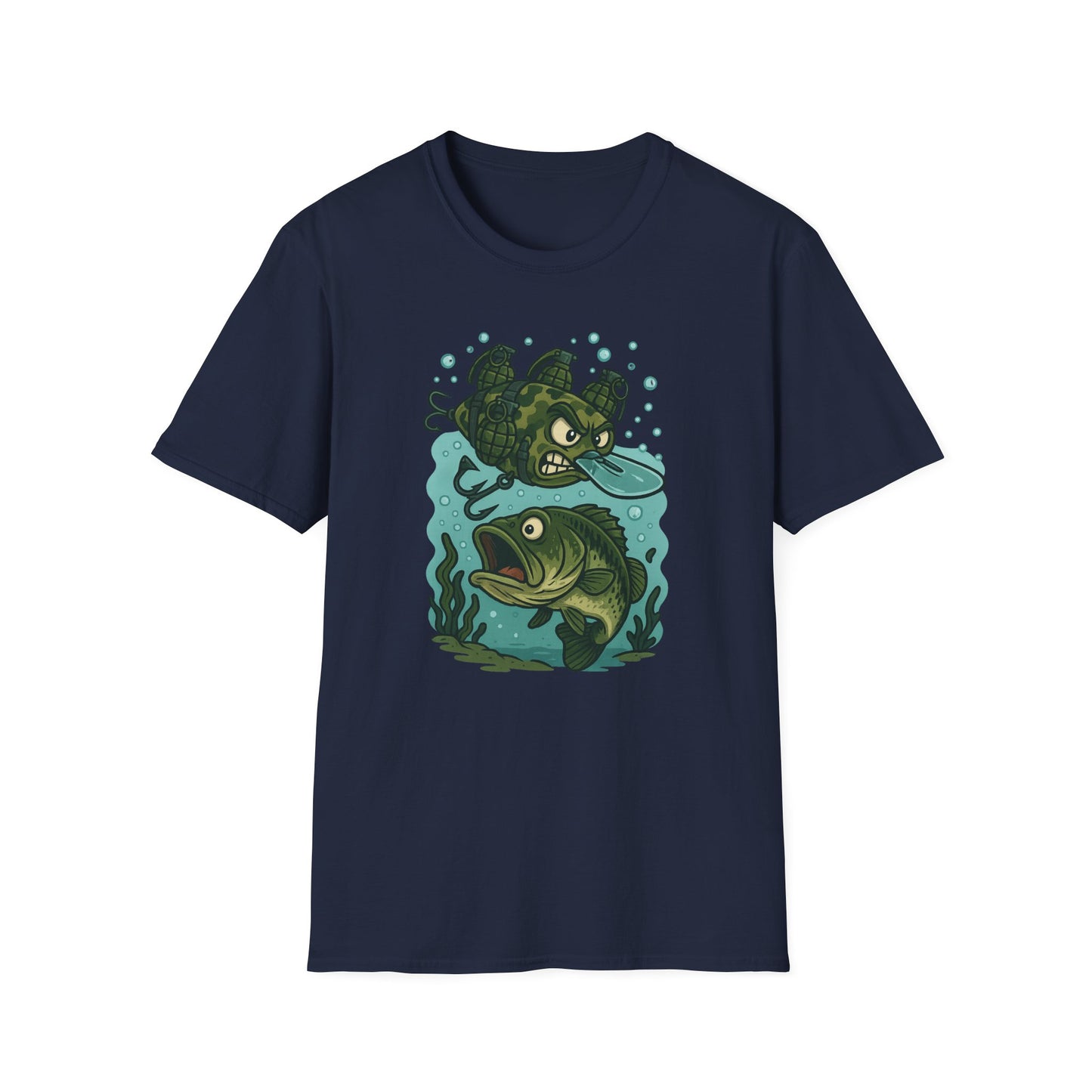 Cranky Grenade Lure Ambush Tee – Tactical Bass Fishing Cartoon Shirt