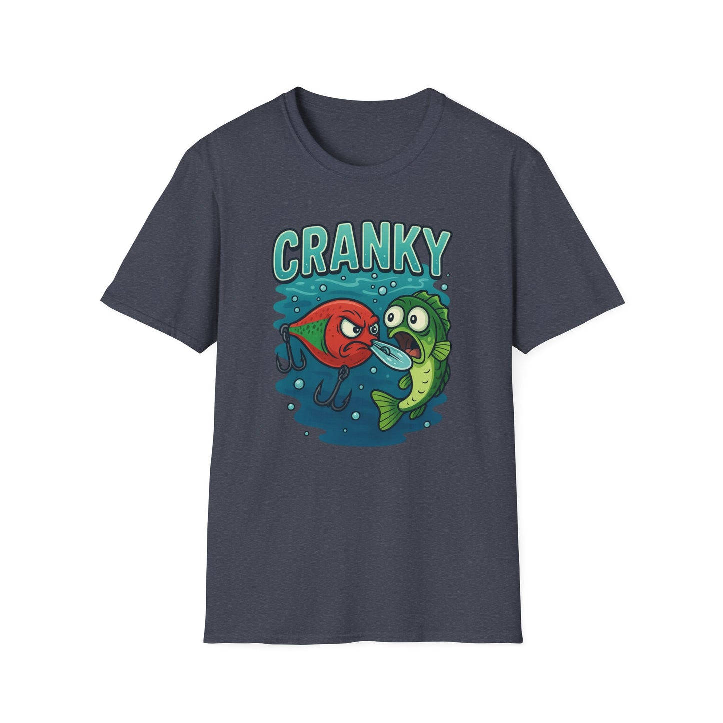CRANKY Lure vs Bass Cartoon Tee – Underwater Showdown Fishing Shirt