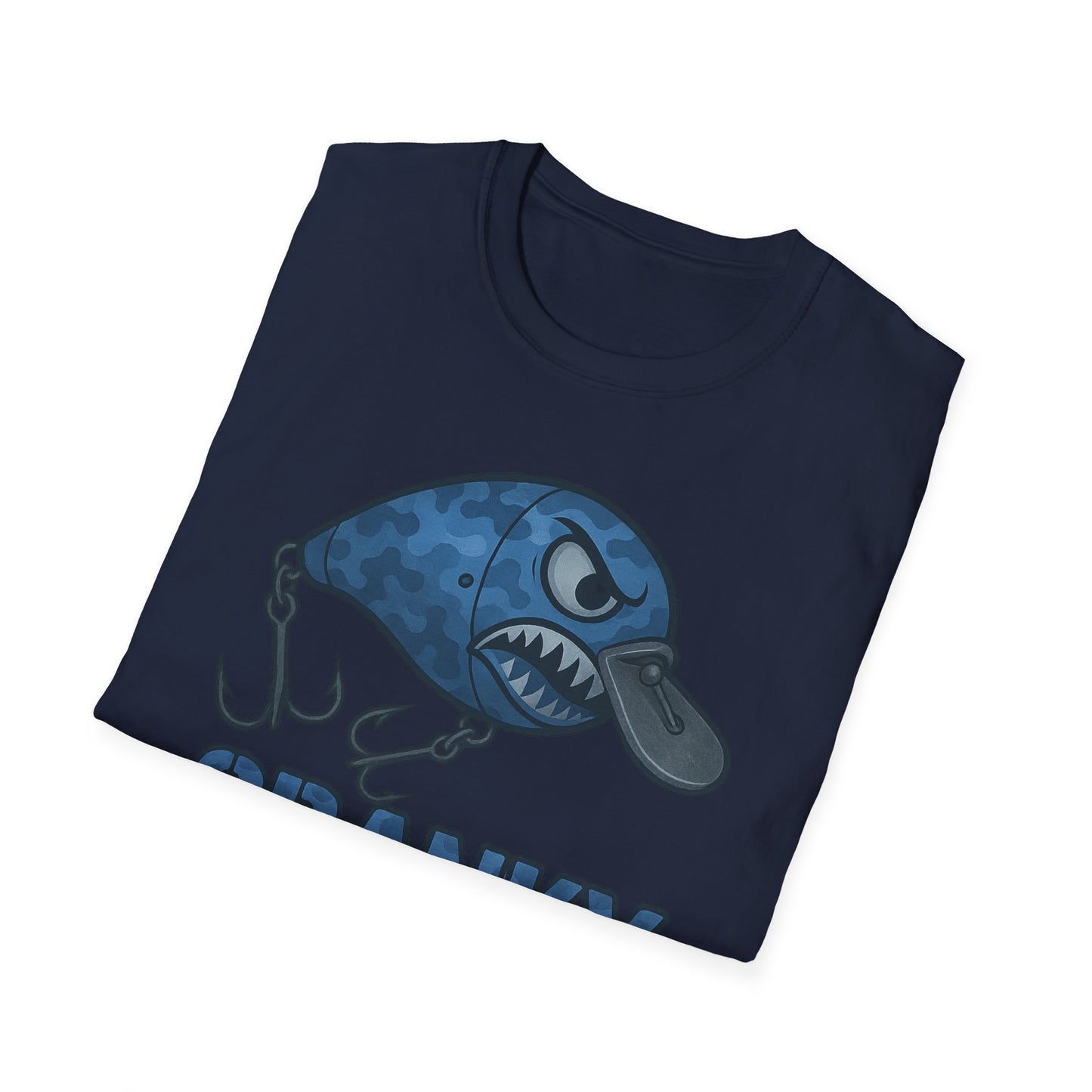 CRANKY Blue Camo Series Crankbait Shirt – Cold-Blooded Bass Fishing Tee - Bomber Style