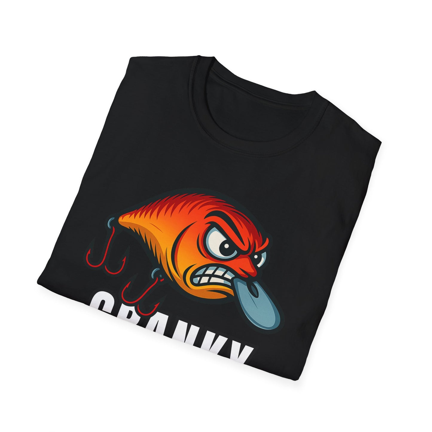 Cranky Fish Unisex Softstyle T-Shirt, Funny Gift for Fishermen, Humorous Fishing Tee, Great for Birthdays, Fishing Trips, and Casual Wear