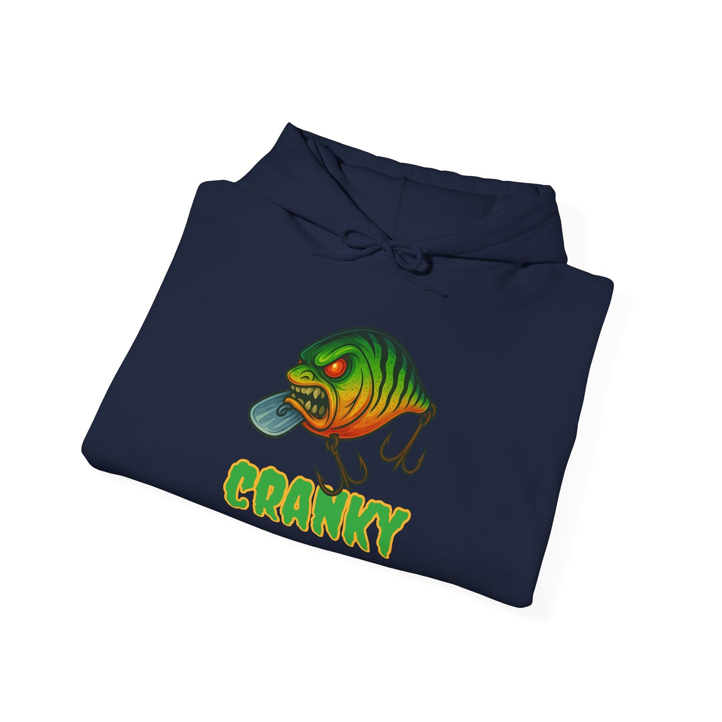 CRANKY – Angry Crankbait Fishing Hoodie (Heavyweight Bass Graphic)