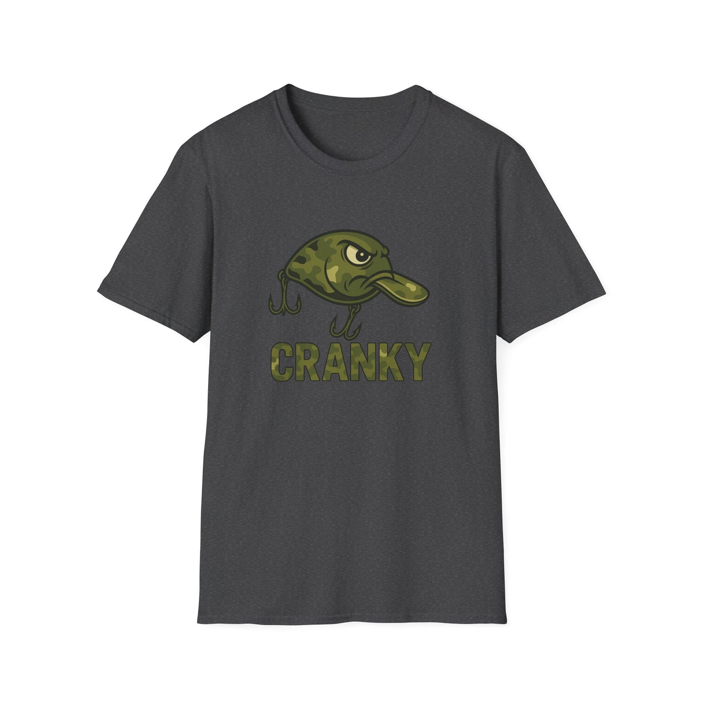CRANKY Camo Crankbait Bass Fishing Tee – Bold Military Style Lure Design