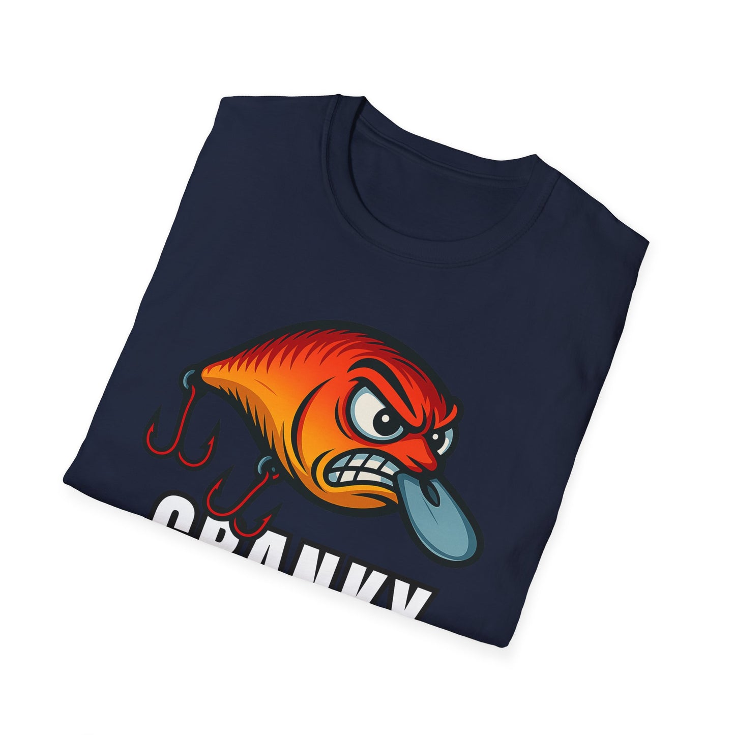 Cranky Fish Unisex Softstyle T-Shirt, Funny Gift for Fishermen, Humorous Fishing Tee, Great for Birthdays, Fishing Trips, and Casual Wear
