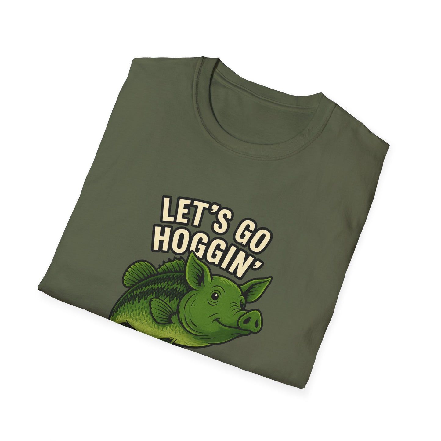 Let’s Go Hoggin’ – Funny Bass Fishing Pig Hybrid T-Shirt