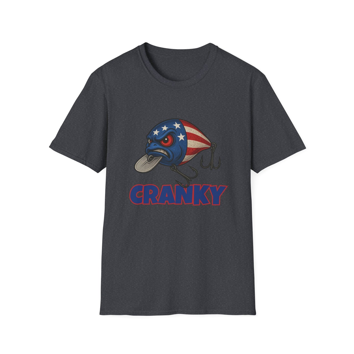 Cranky Crankbait USA Flag Tee – Patriotic Bass Fishing Lure Design