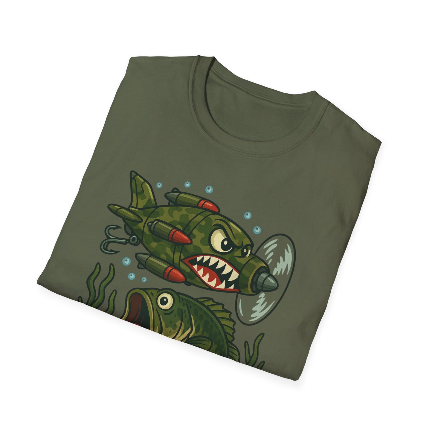 Cranky Warplane Lure vs. Bass Tee – Vintage Fighter Fishing Design