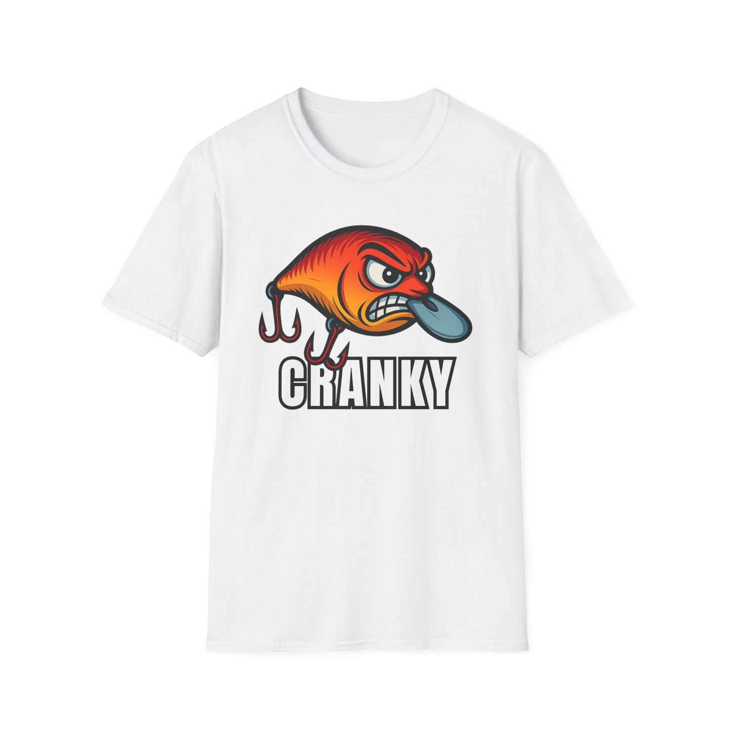 Cranky Fish Unisex Softstyle T-Shirt, Funny Gift for Fishermen, Humorous Fishing Tee, Great for Birthdays, Fishing Trips, and Casual Wear
