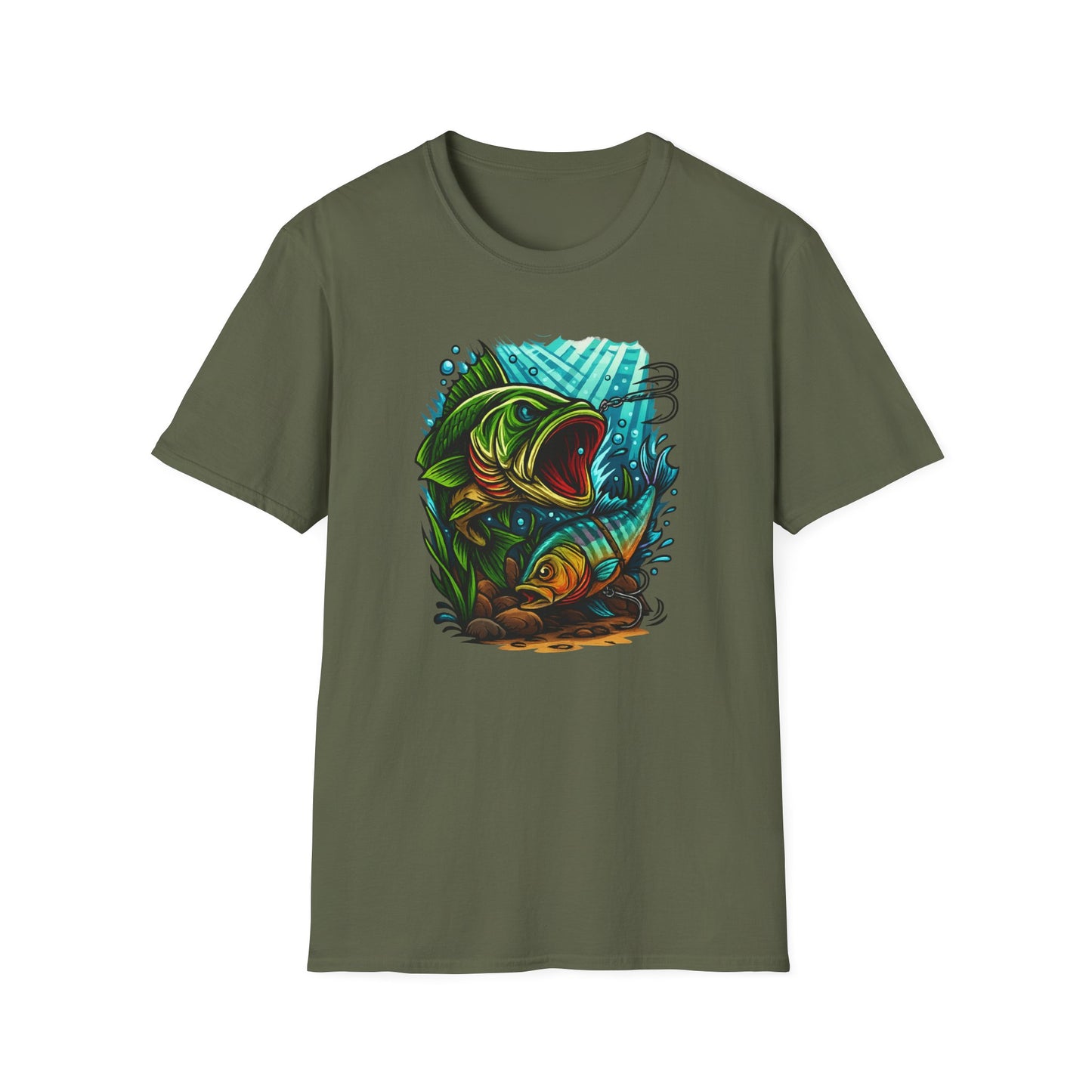 Hooked Fury – Vivid Underwater Bass Strike Fishing Shirt - Glidebait fishing