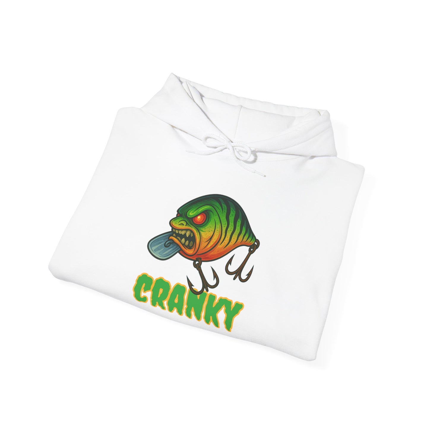 CRANKY – Angry Crankbait Fishing Hoodie (Heavyweight Bass Graphic)