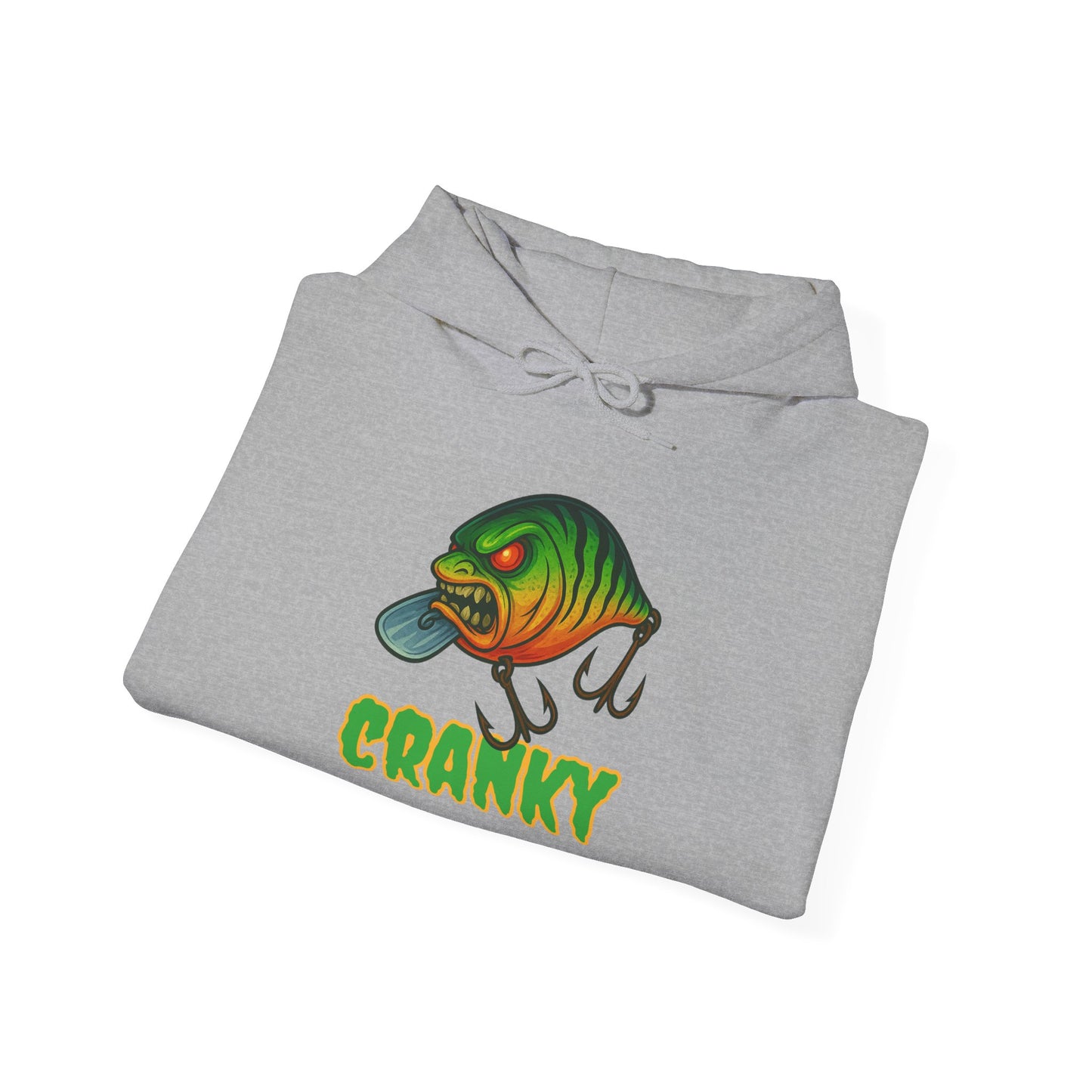 CRANKY – Angry Crankbait Fishing Hoodie (Heavyweight Bass Graphic)