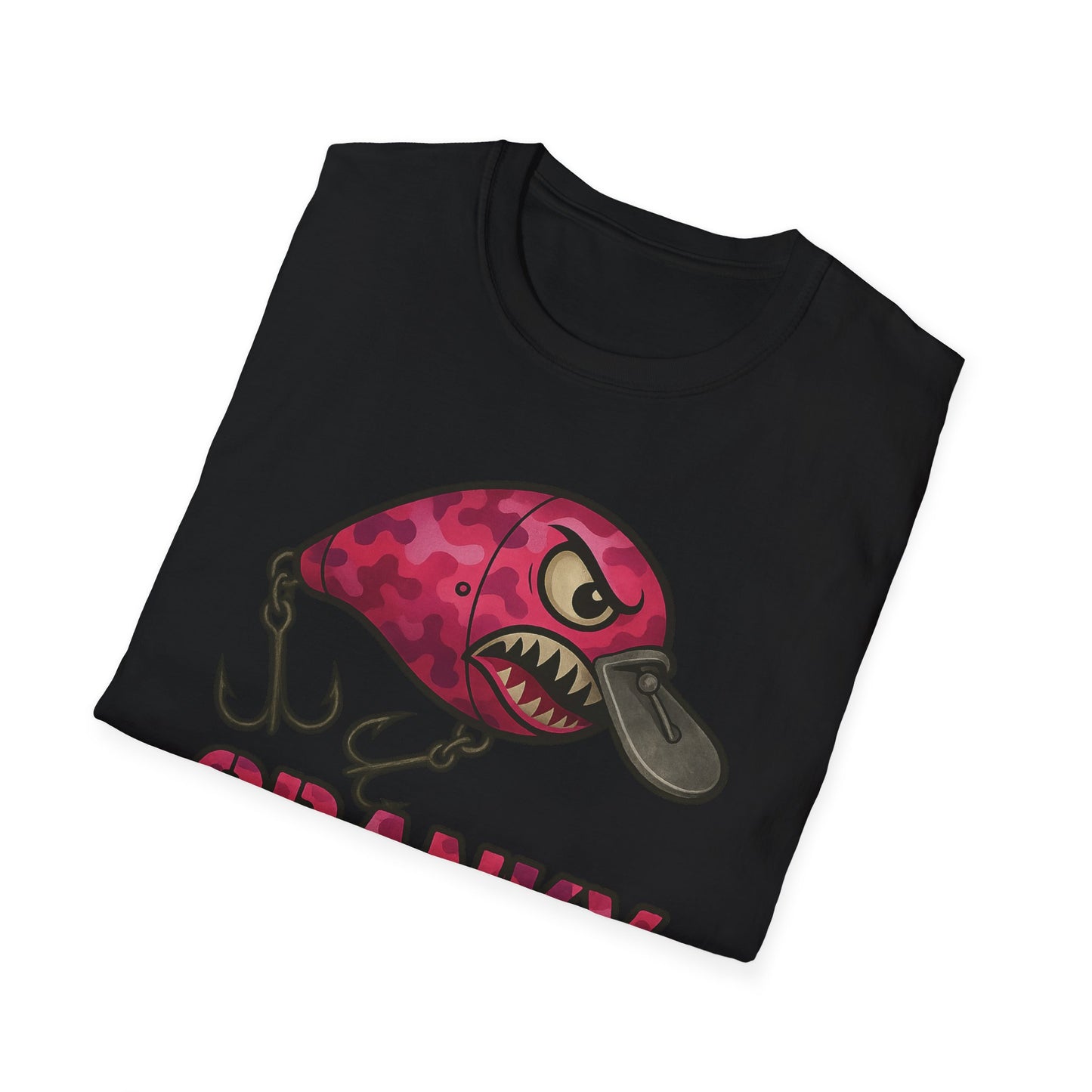 CRANKY Pink Camo Series Crankbait Shirt – Bold Fishing Tee with Attitude - Bomber Style
