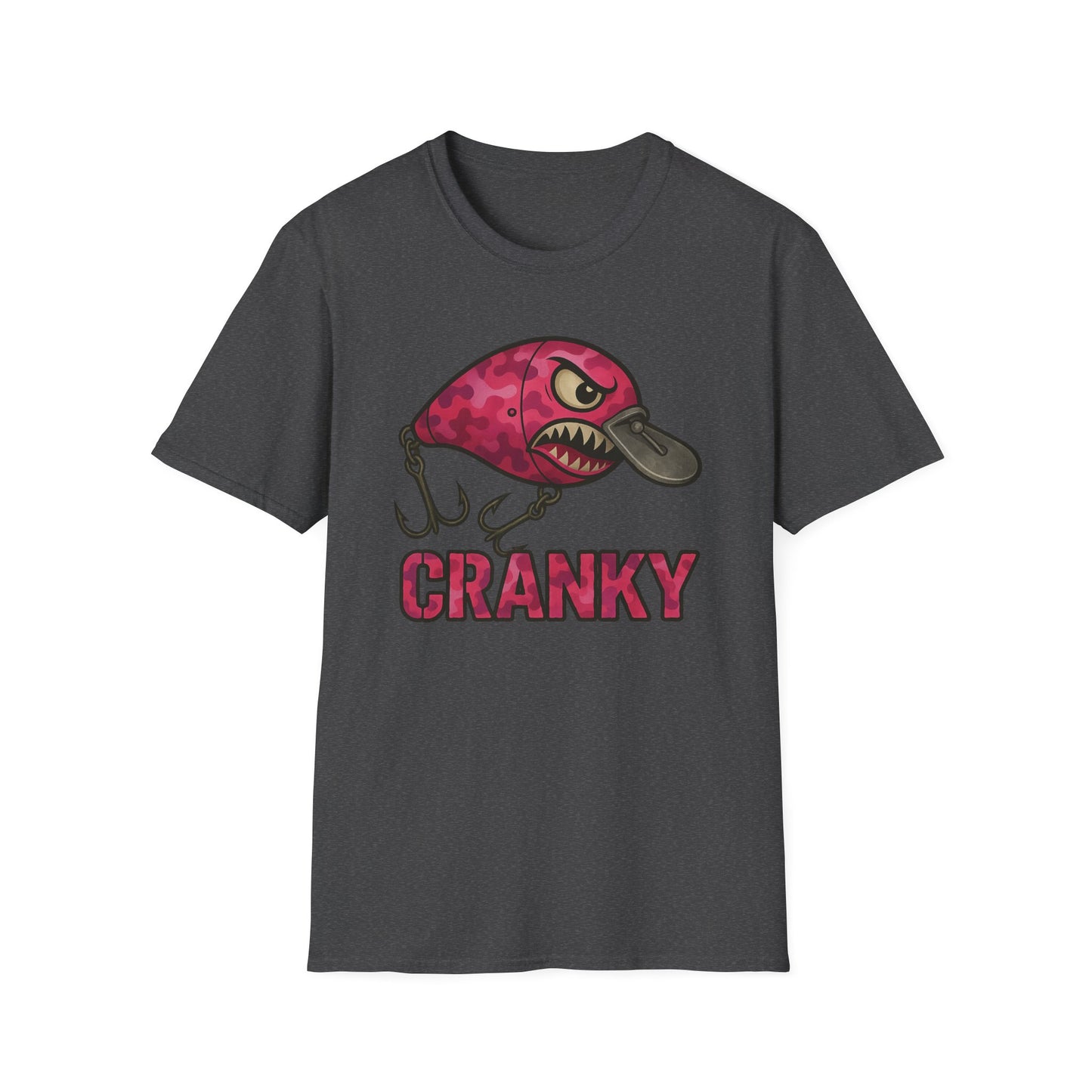 CRANKY Pink Camo Series Crankbait Shirt – Bold Fishing Tee with Attitude - Bomber Style
