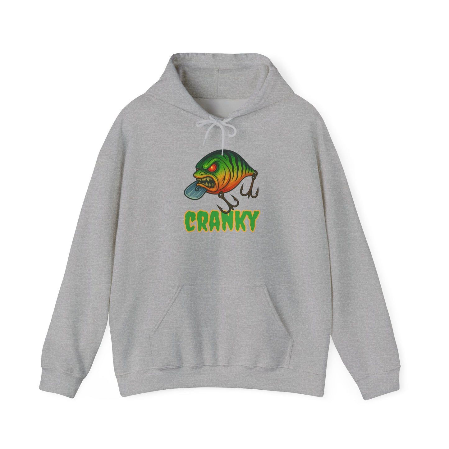 CRANKY – Angry Crankbait Fishing Hoodie (Heavyweight Bass Graphic)