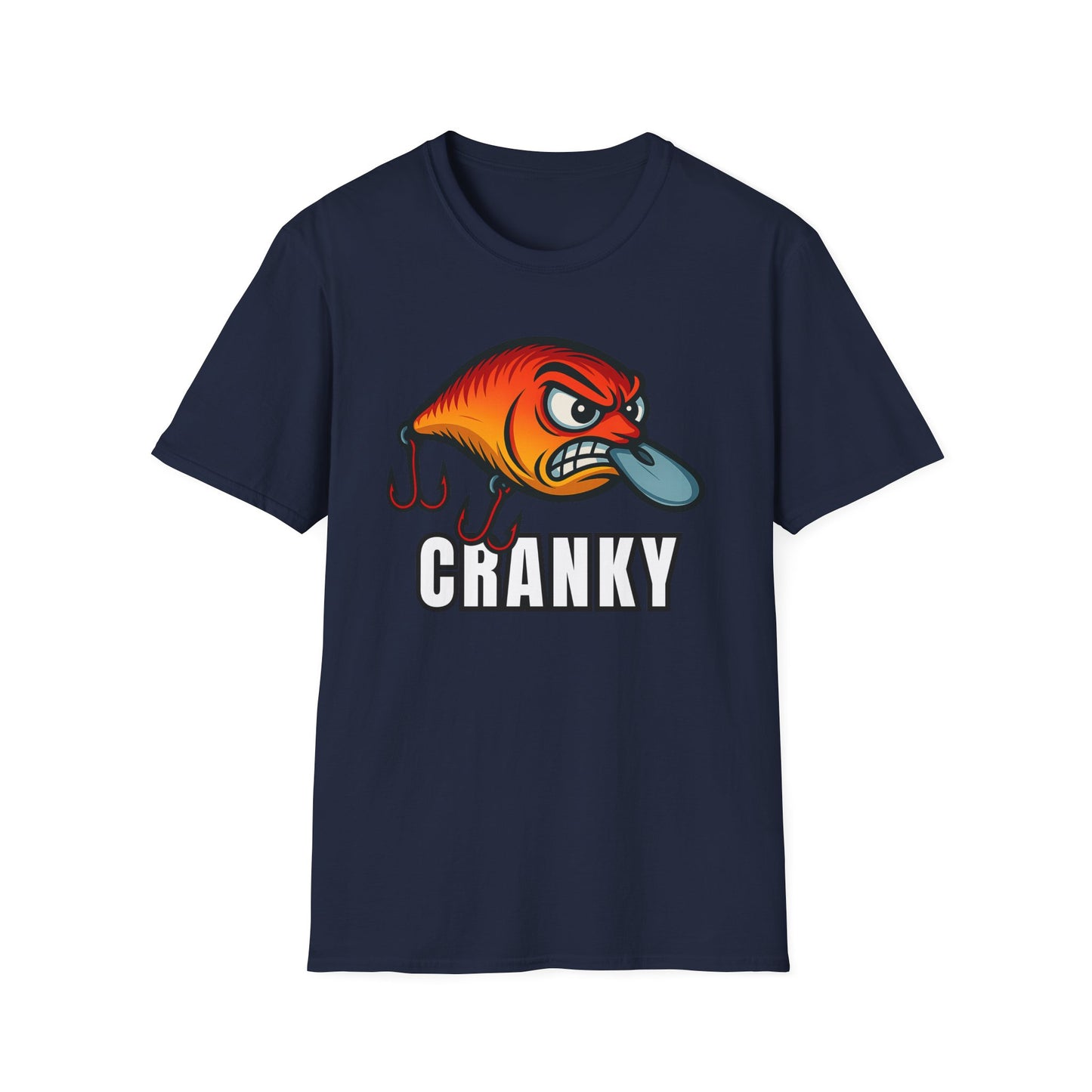 Cranky Fish Unisex Softstyle T-Shirt, Funny Gift for Fishermen, Humorous Fishing Tee, Great for Birthdays, Fishing Trips, and Casual Wear
