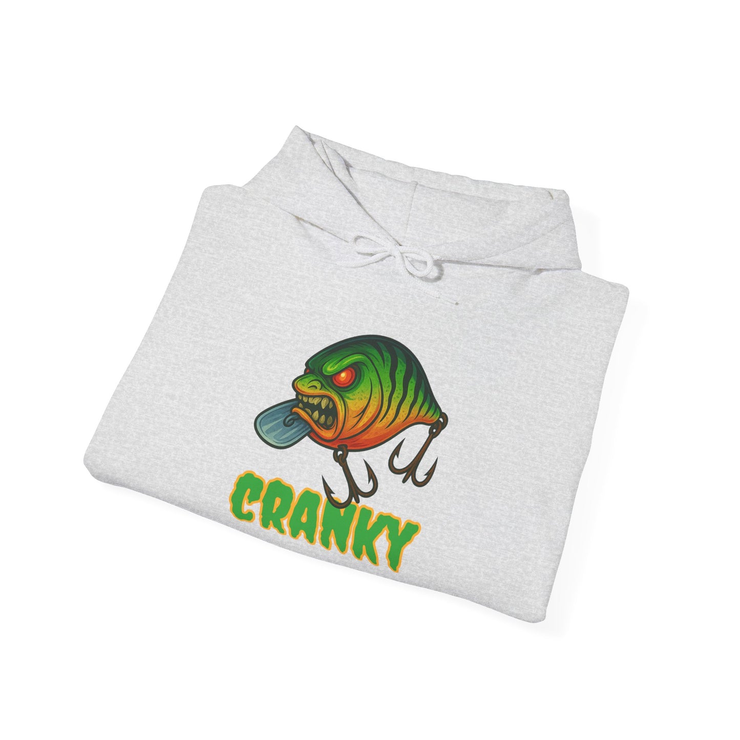 CRANKY – Angry Crankbait Fishing Hoodie (Heavyweight Bass Graphic)