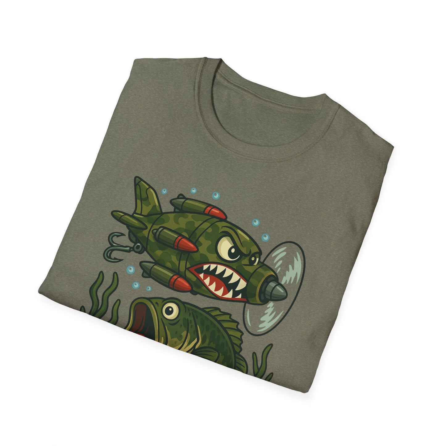 Cranky Warplane Lure vs. Bass Tee – Vintage Fighter Fishing Design