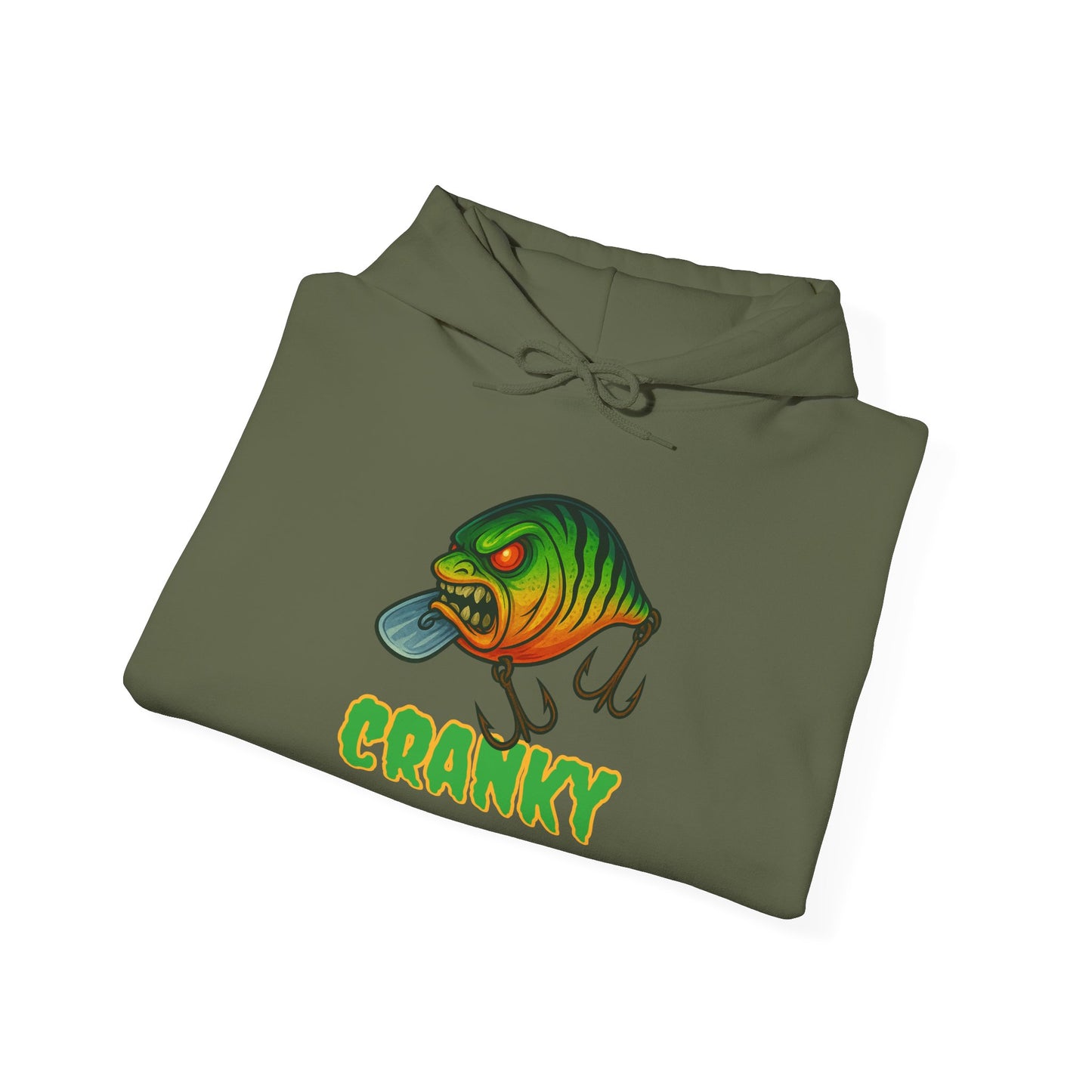 CRANKY – Angry Crankbait Fishing Hoodie (Heavyweight Bass Graphic)
