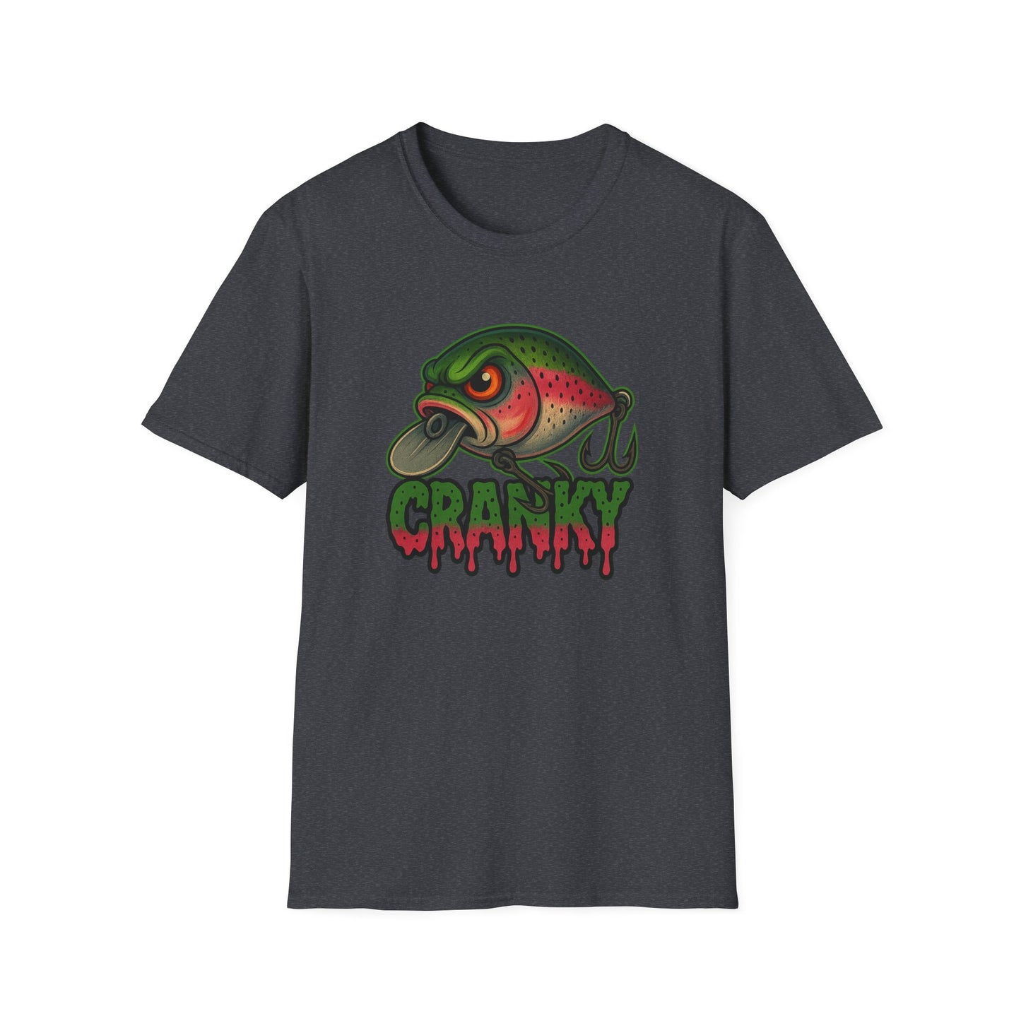Cranky Crankbait Bass Fishing Tee – Trout Color Lure Logo