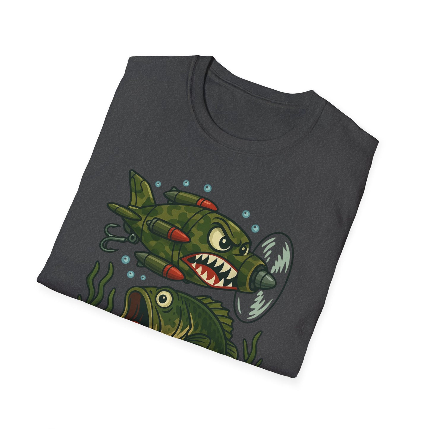 Cranky Warplane Lure vs. Bass Tee – Vintage Fighter Fishing Design