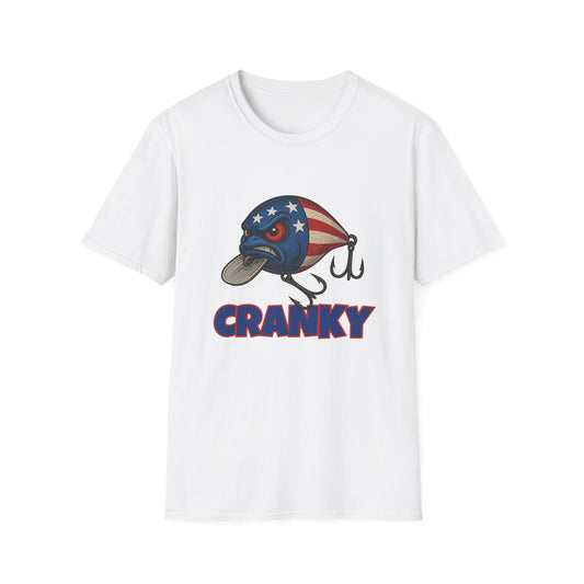 Cranky Crankbait USA Flag Tee – Patriotic Bass Fishing Lure Design