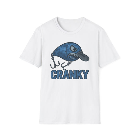 CRANKY Blue Camo Series Crankbait Shirt – Cold-Blooded Bass Fishing Tee - Bomber Style