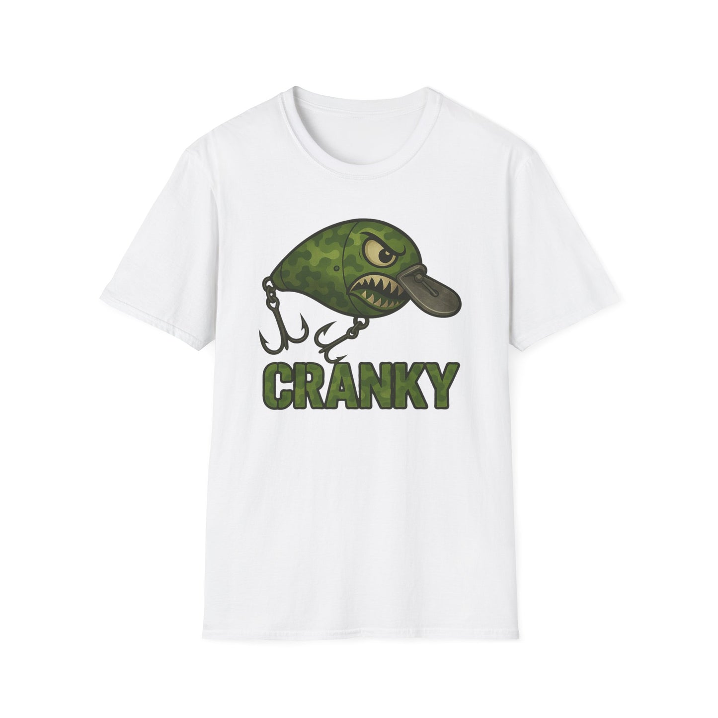 CRANKY Green Camo Crankbait Shirt – Classic Outdoor Bass Fishing Tee