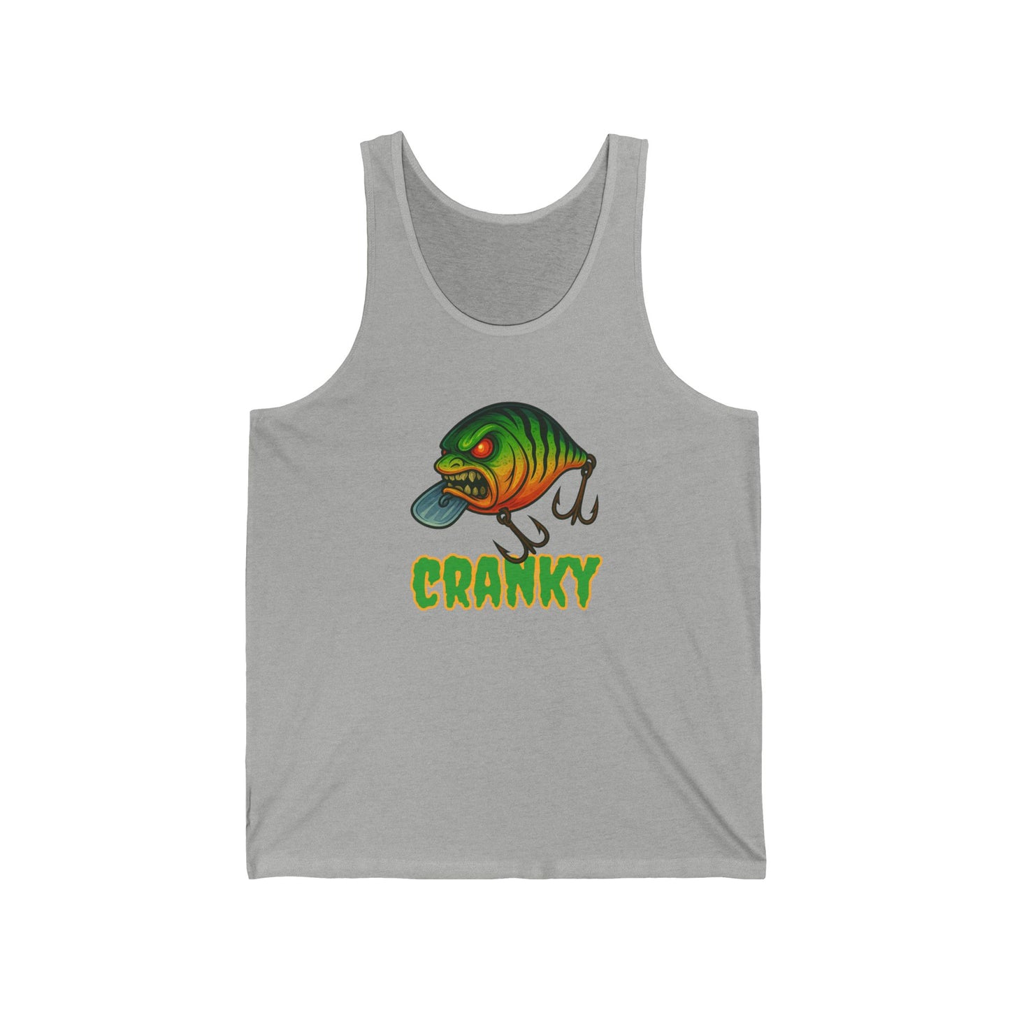 CRANKY – Men’s Angry Crankbait Tank Top (Bold Bass Fishing Graphic)