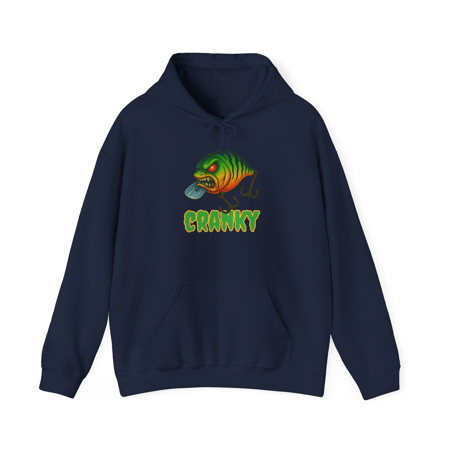 CRANKY – Angry Crankbait Fishing Hoodie (Heavyweight Bass Graphic)