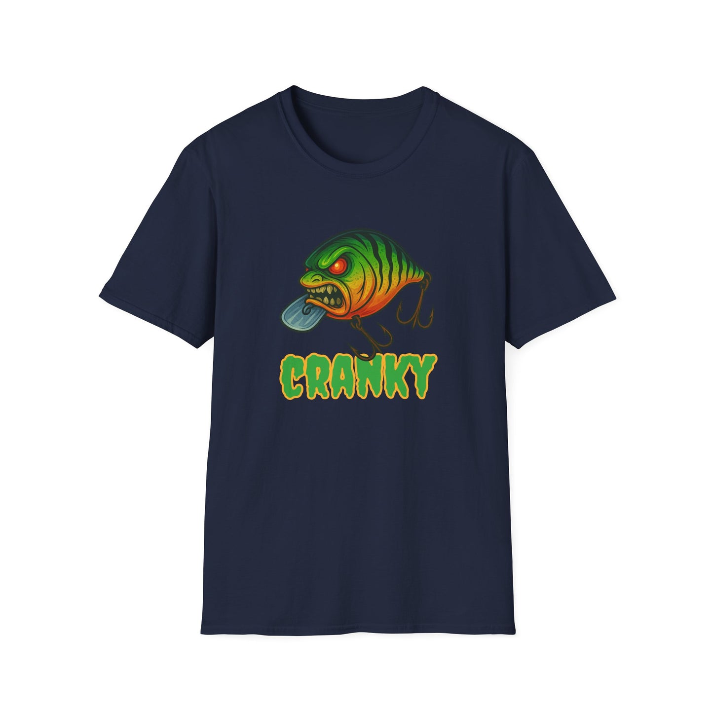 CRANKY β Angry Crankbait Fishing Tee (Glow-Inspired Graphic)
