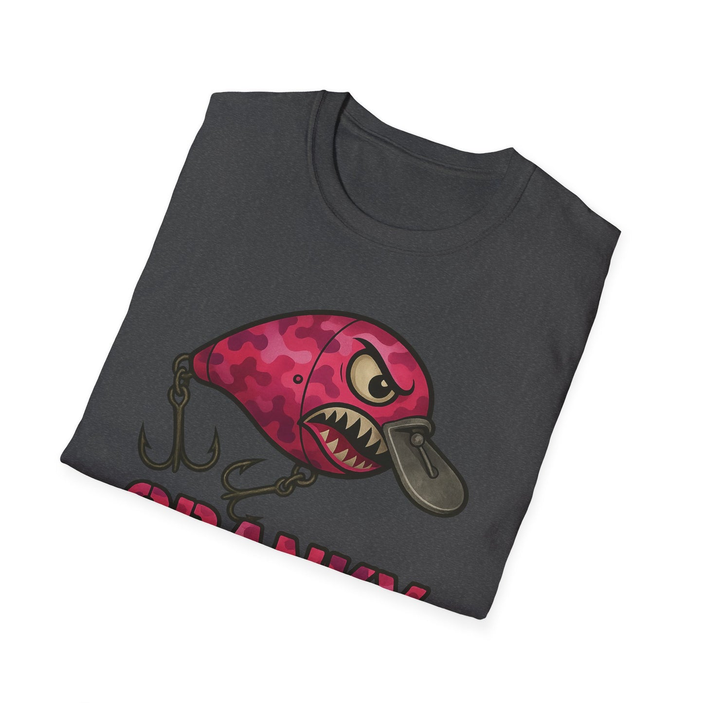 CRANKY Pink Camo Series Crankbait Shirt – Bold Fishing Tee with Attitude - Bomber Style
