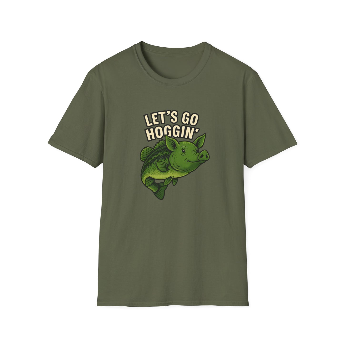 Let’s Go Hoggin’ – Funny Bass Fishing Pig Hybrid T-Shirt