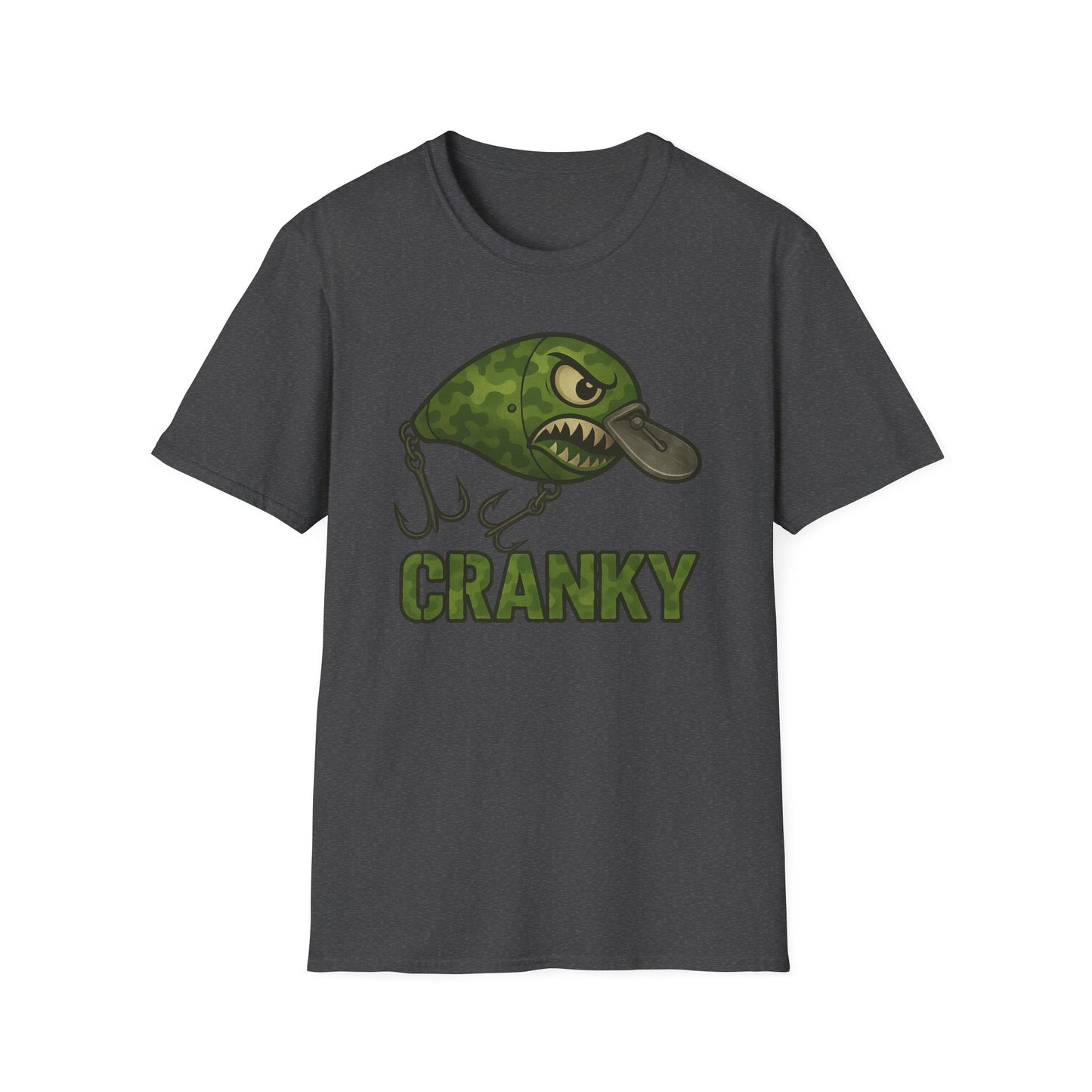 CRANKY Green Camo Crankbait Shirt – Classic Outdoor Bass Fishing Tee