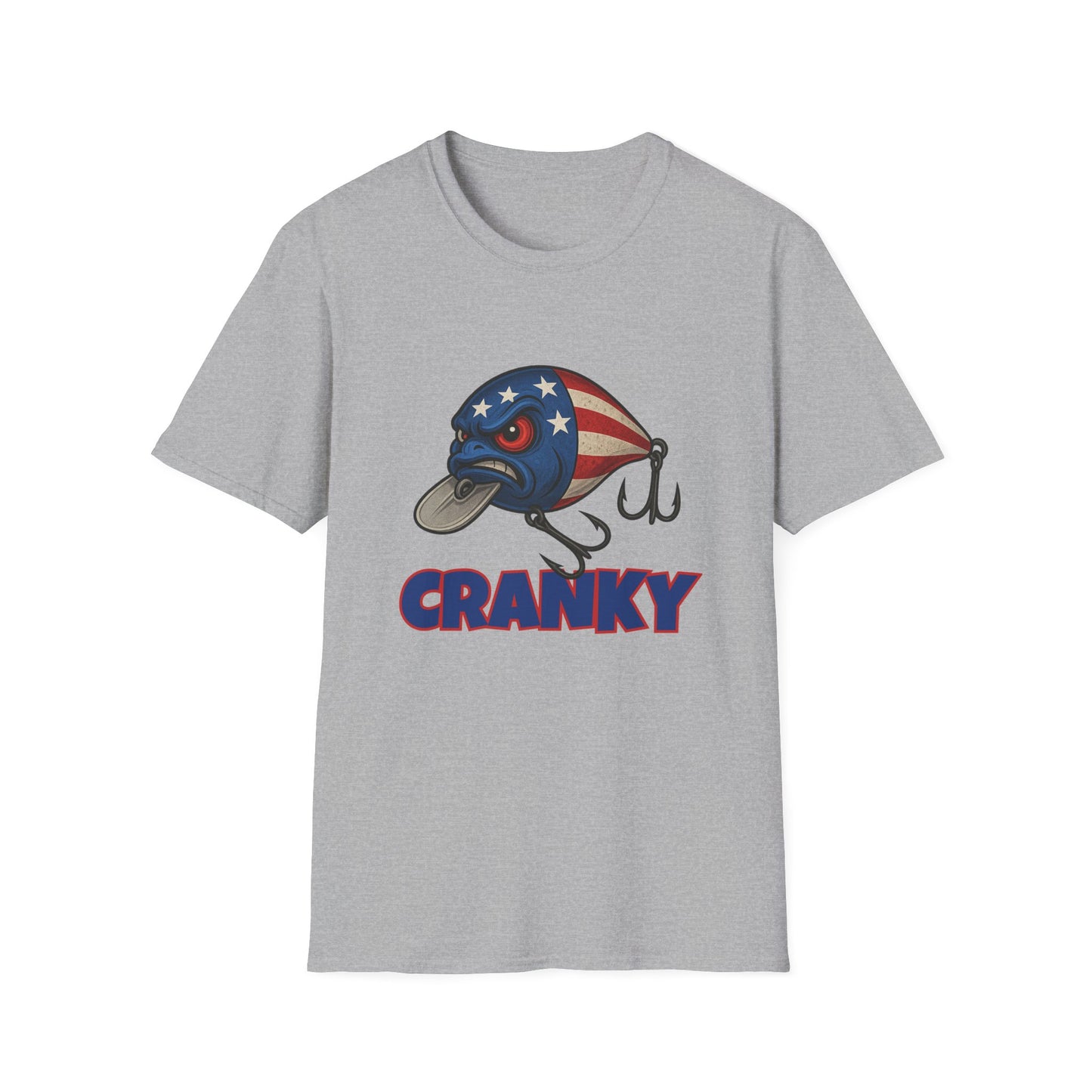 Cranky Crankbait USA Flag Tee – Patriotic Bass Fishing Lure Design