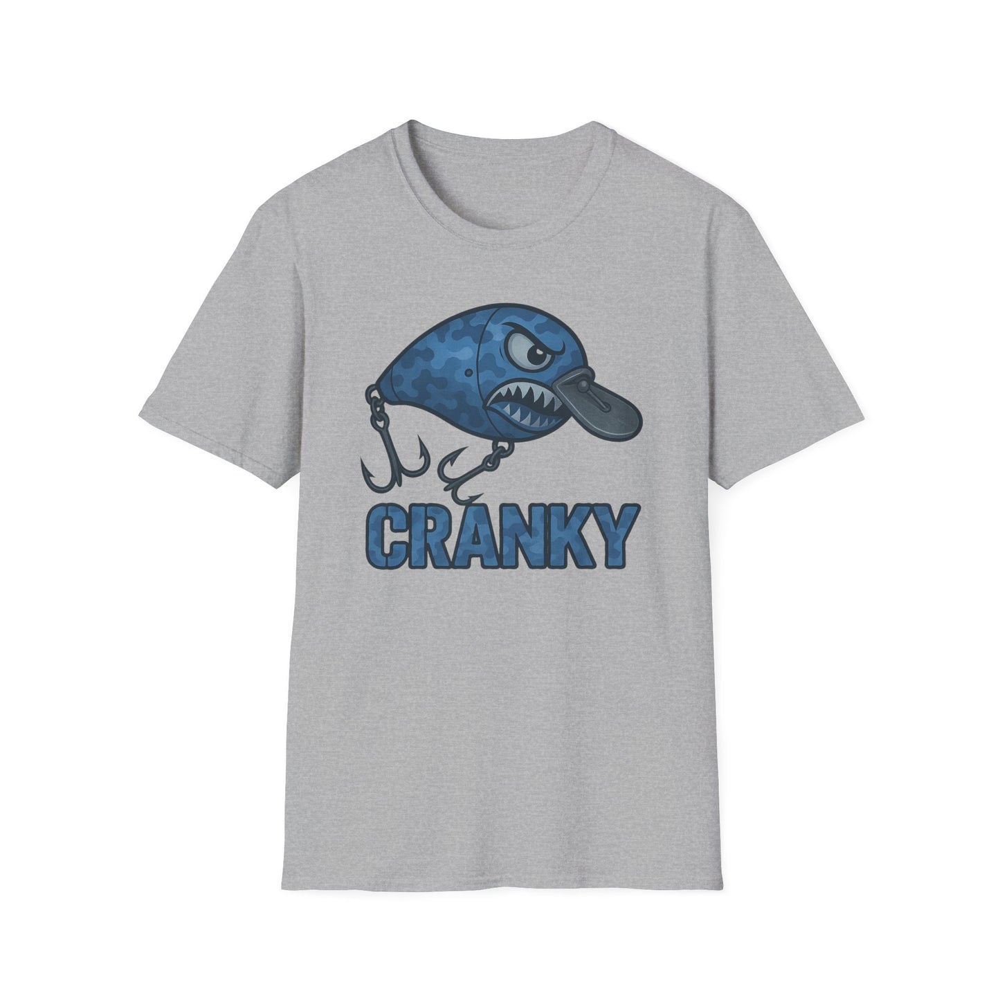 CRANKY Blue Camo Series Crankbait Shirt – Cold-Blooded Bass Fishing Tee - Bomber Style