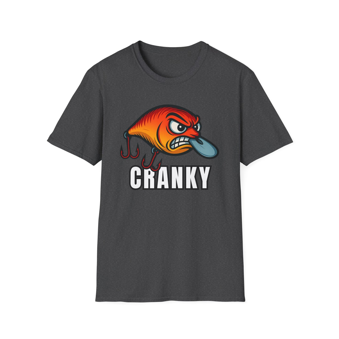 Cranky Fish Unisex Softstyle T-Shirt, Funny Gift for Fishermen, Humorous Fishing Tee, Great for Birthdays, Fishing Trips, and Casual Wear