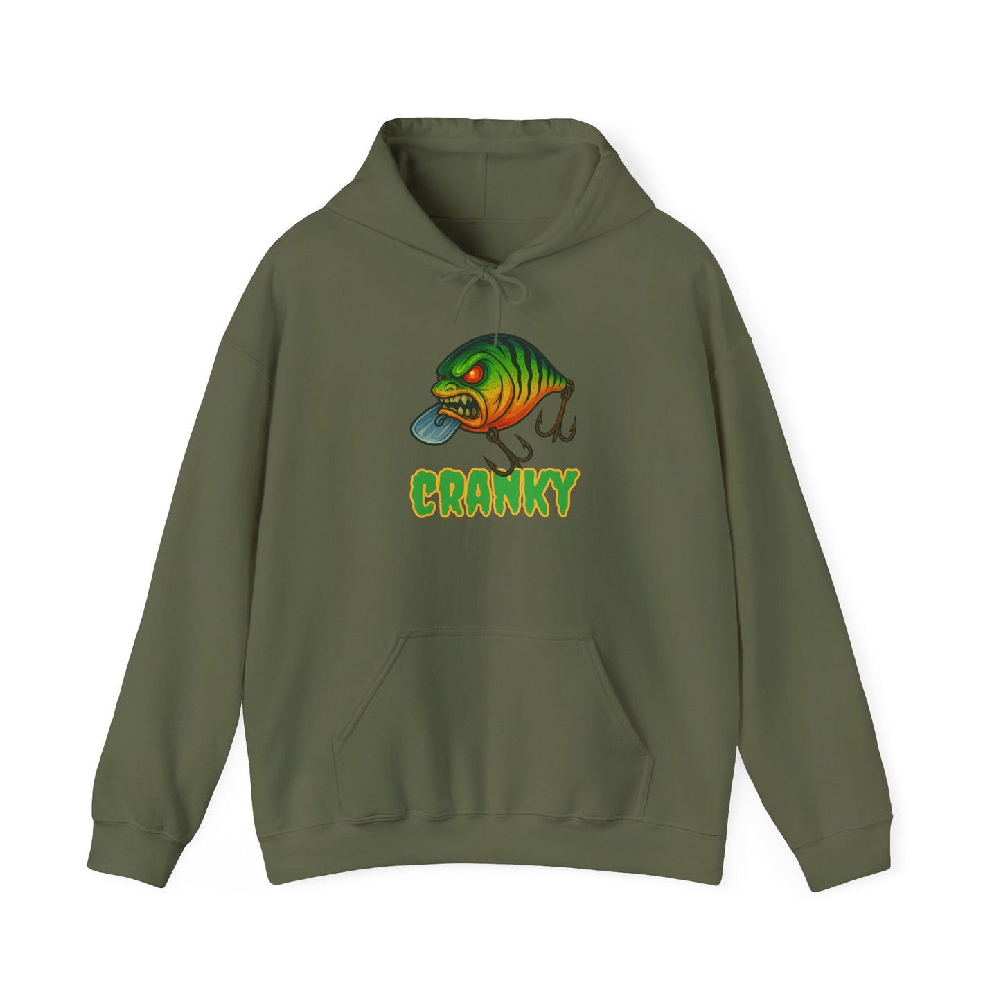 CRANKY – Angry Crankbait Fishing Hoodie (Heavyweight Bass Graphic)