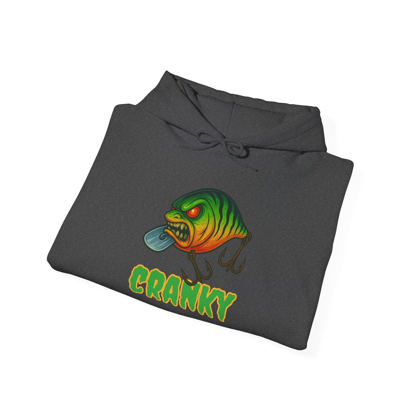 CRANKY – Angry Crankbait Fishing Hoodie (Heavyweight Bass Graphic)