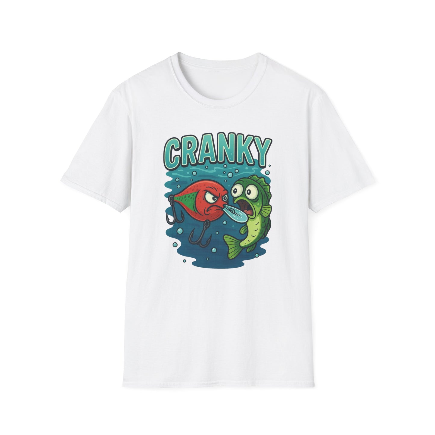 CRANKY Lure vs Bass Cartoon Tee – Underwater Showdown Fishing Shirt