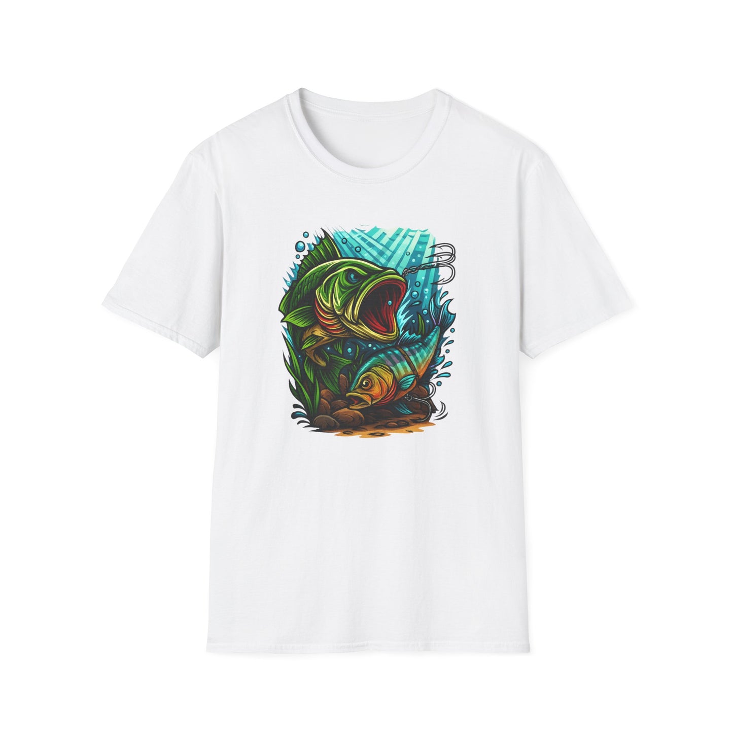 Hooked Fury – Vivid Underwater Bass Strike Fishing Shirt - Glidebait fishing