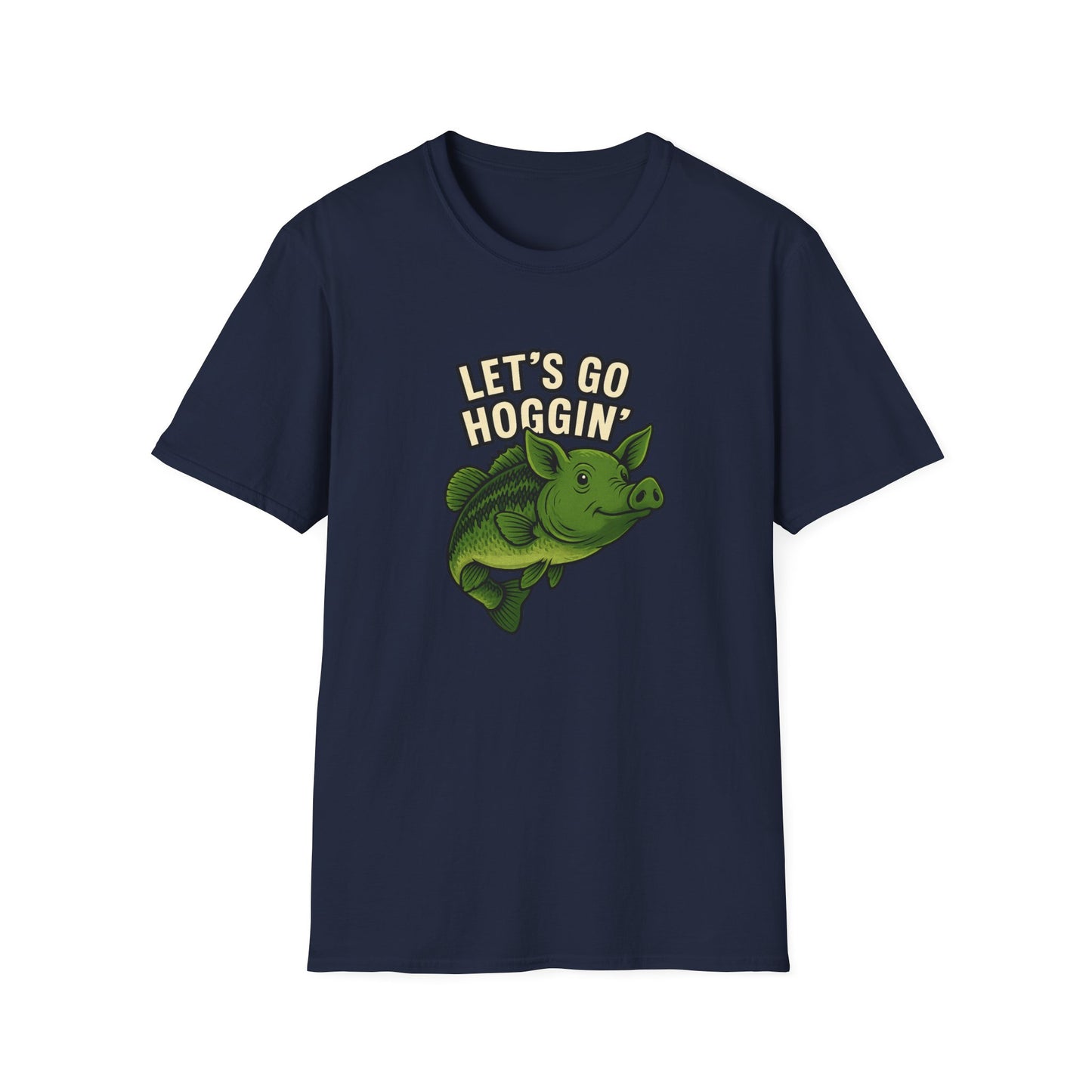 Let’s Go Hoggin’ – Funny Bass Fishing Pig Hybrid T-Shirt