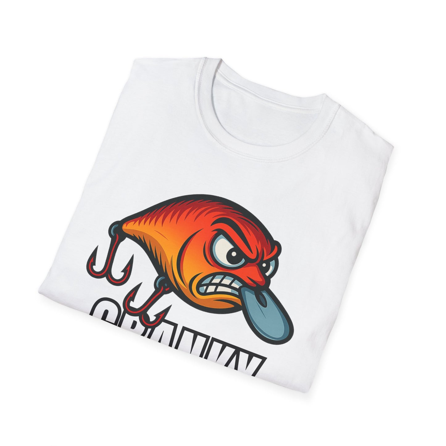 Cranky Fish Unisex Softstyle T-Shirt, Funny Gift for Fishermen, Humorous Fishing Tee, Great for Birthdays, Fishing Trips, and Casual Wear