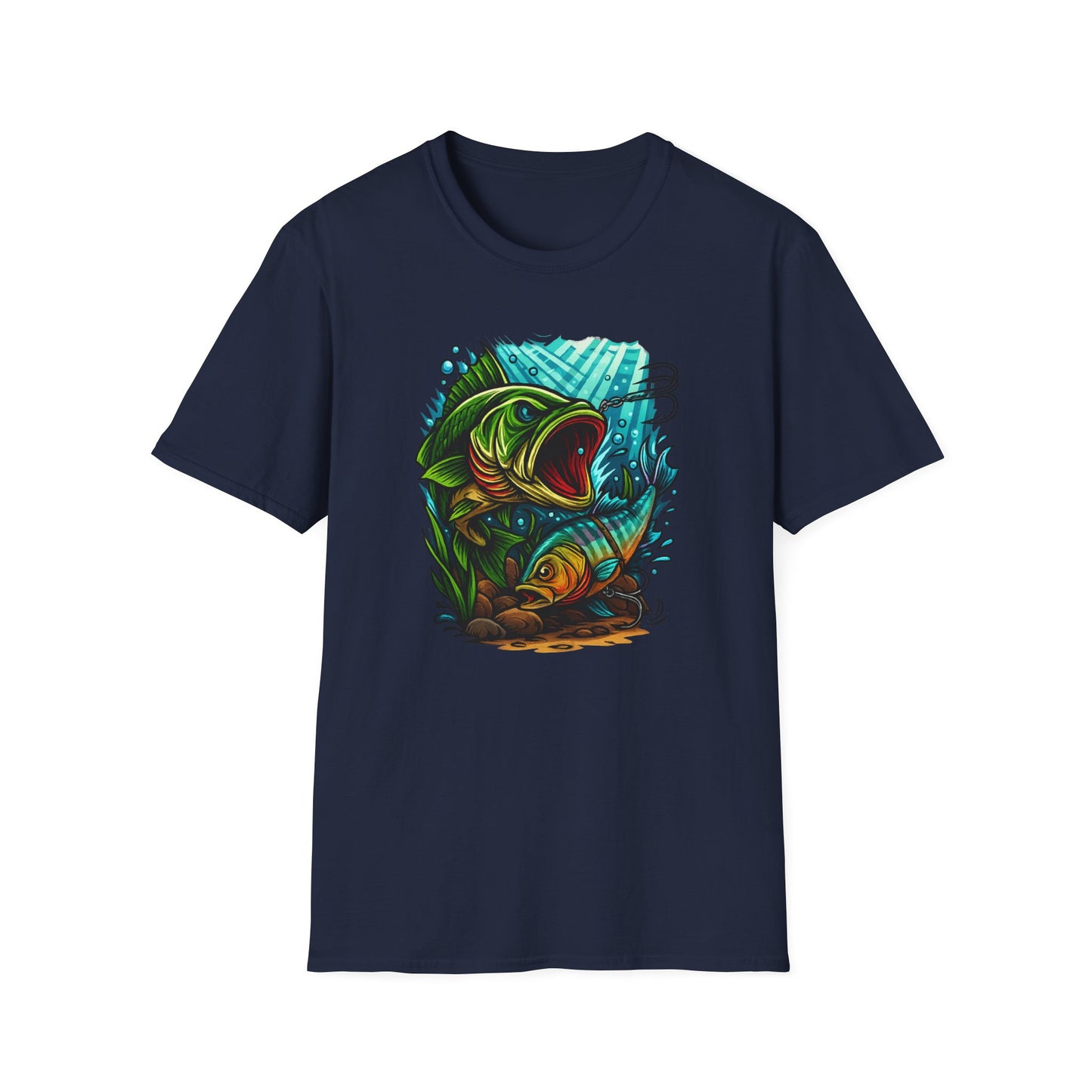 Hooked Fury – Vivid Underwater Bass Strike Fishing Shirt - Glidebait fishing
