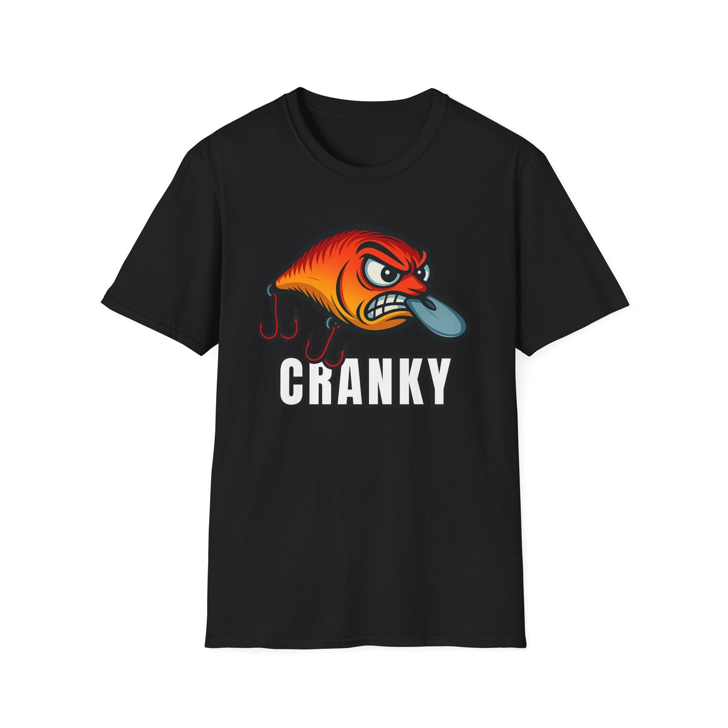 Cranky Fish Unisex Softstyle T-Shirt, Funny Gift for Fishermen, Humorous Fishing Tee, Great for Birthdays, Fishing Trips, and Casual Wear