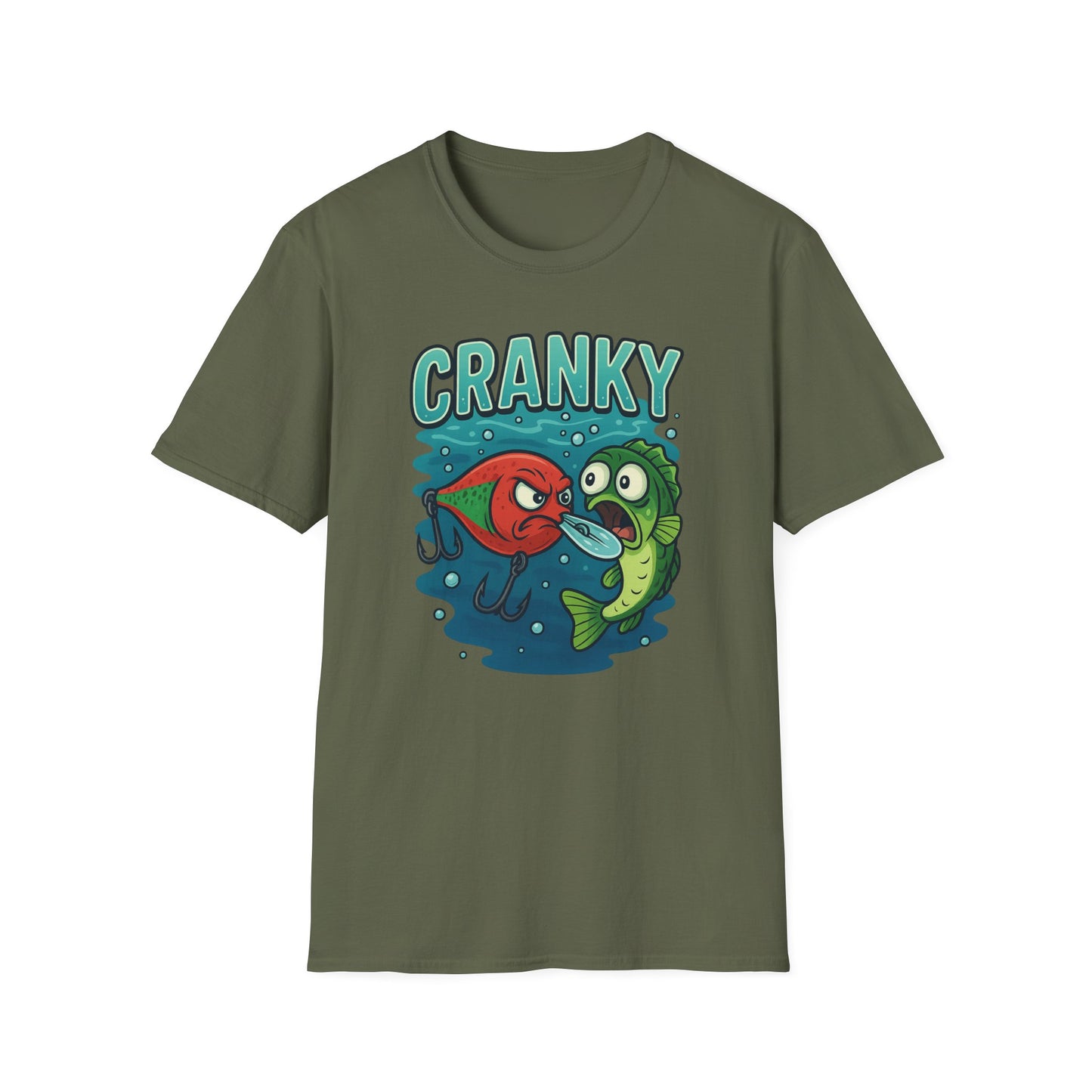 CRANKY Lure vs Bass Cartoon Tee – Underwater Showdown Fishing Shirt