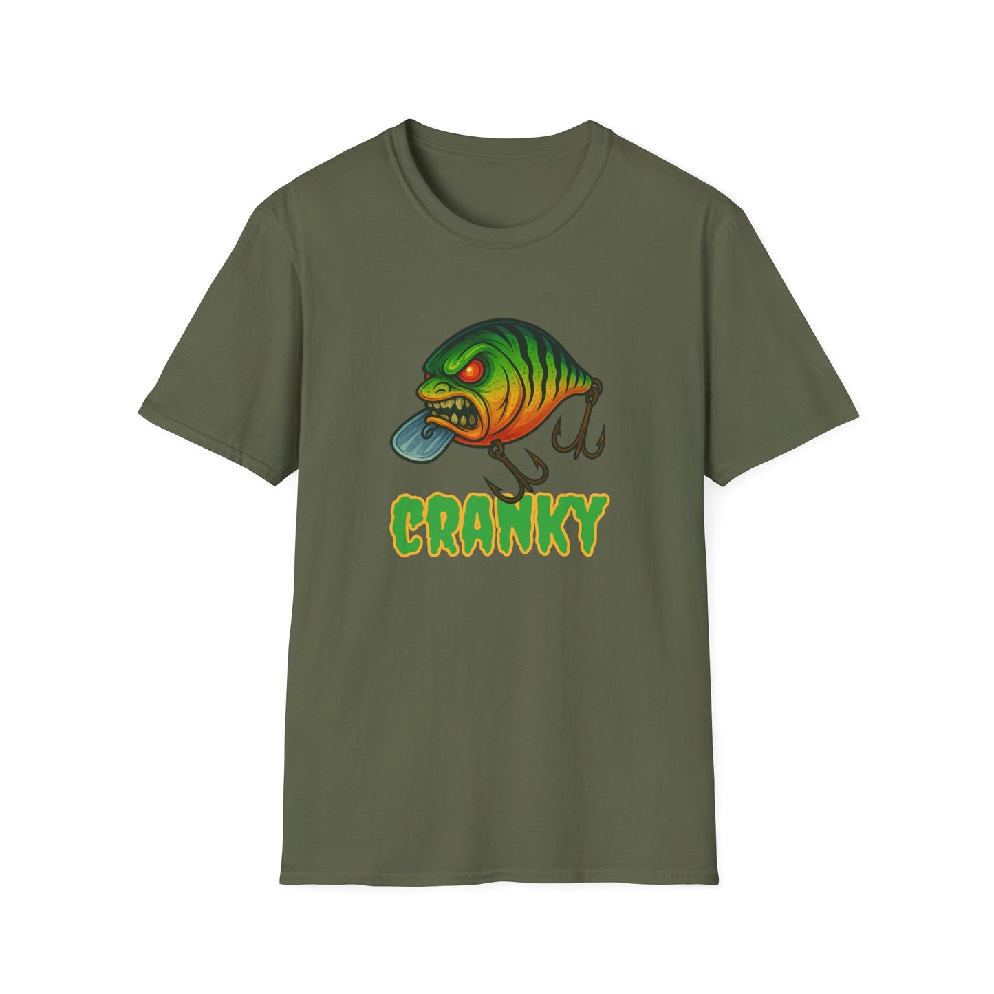 CRANKY β Angry Crankbait Fishing Tee (Glow-Inspired Graphic)