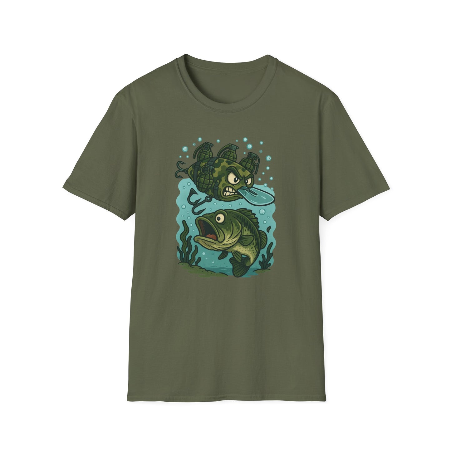 Cranky Grenade Lure Ambush Tee – Tactical Bass Fishing Cartoon Shirt