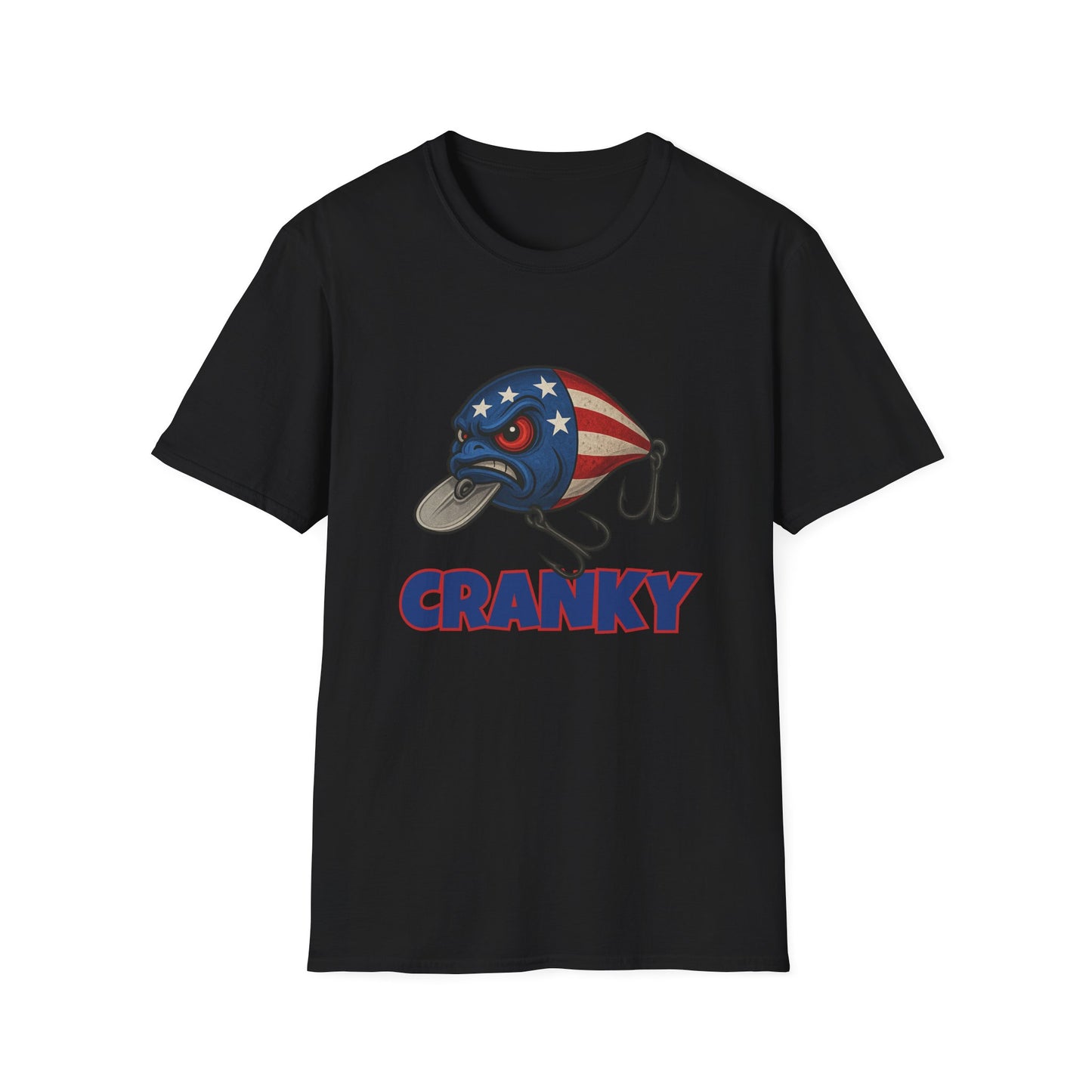 Cranky Crankbait USA Flag Tee – Patriotic Bass Fishing Lure Design