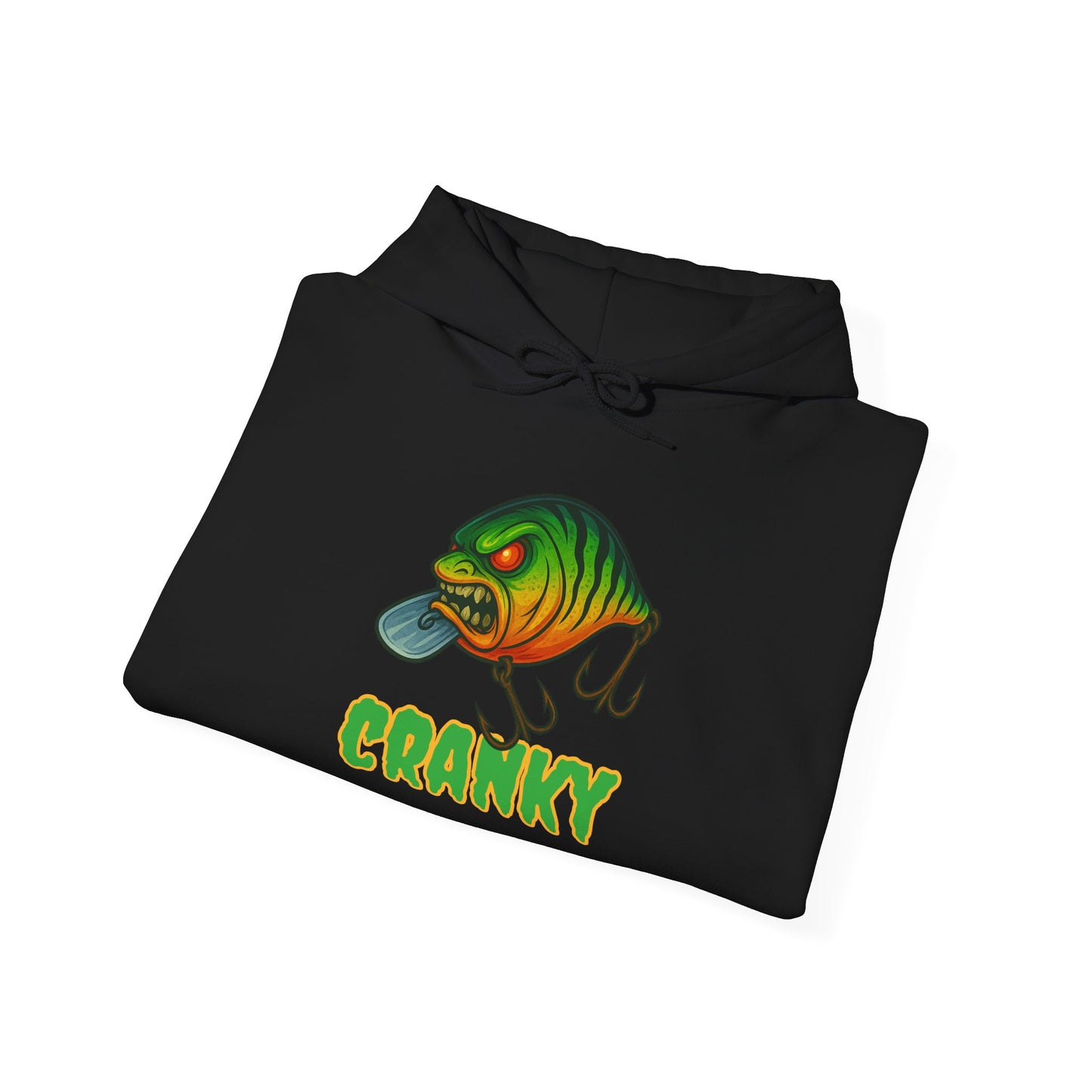 CRANKY – Angry Crankbait Fishing Hoodie (Heavyweight Bass Graphic)