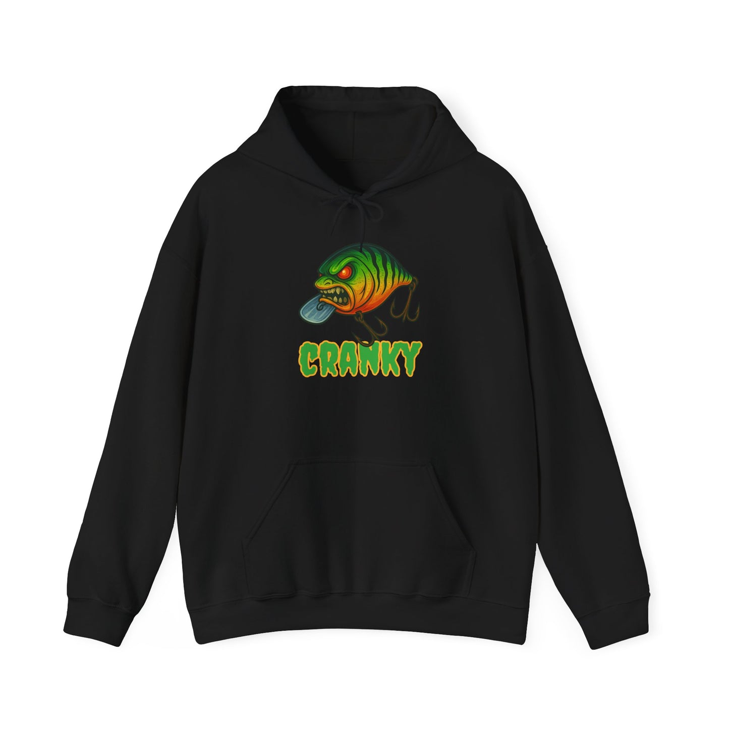 CRANKY – Angry Crankbait Fishing Hoodie (Heavyweight Bass Graphic)