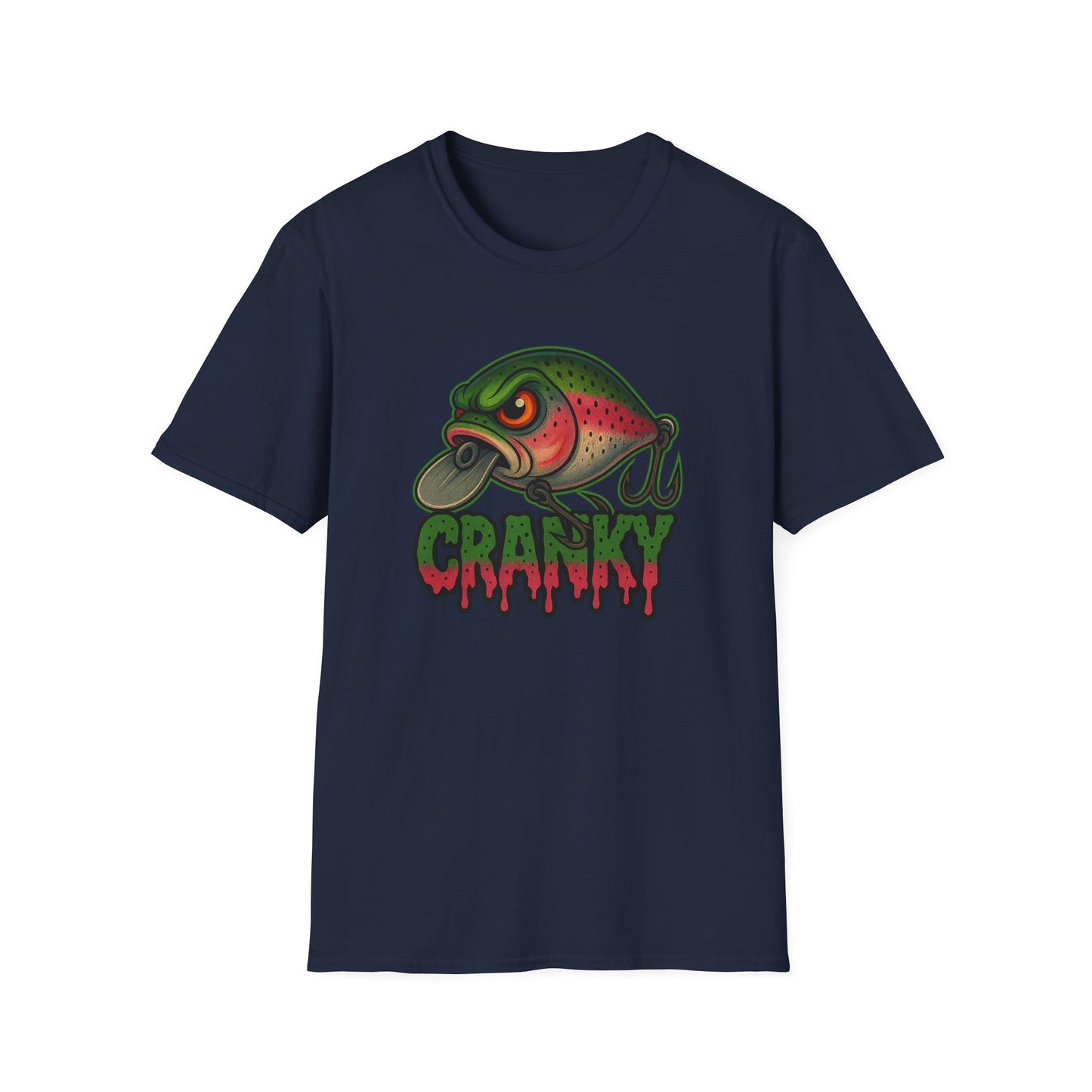 Cranky Crankbait Bass Fishing Tee – Trout Color Lure Logo
